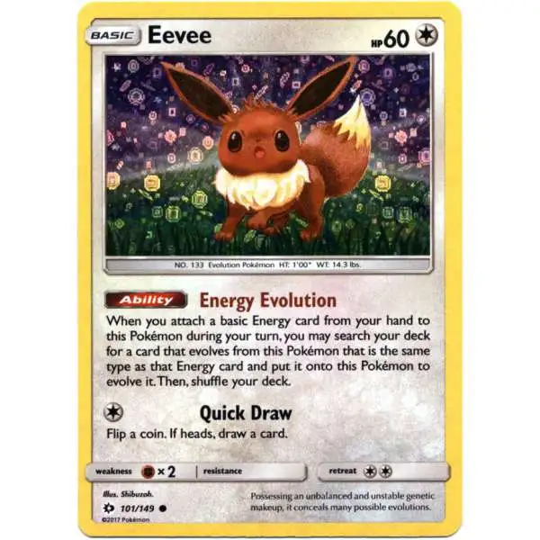 Pokemon Sun & Moon Base Set Common Eevee #101 [General Mills Cereal Promo, Holofoil]
