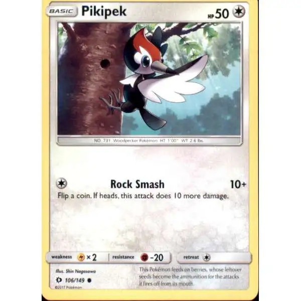 Pokemon Sun & Moon Base Set Common Pikipek #106