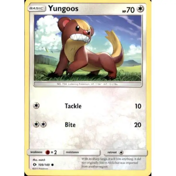 Pokemon Sun & Moon Base Set Common Yungoos #109