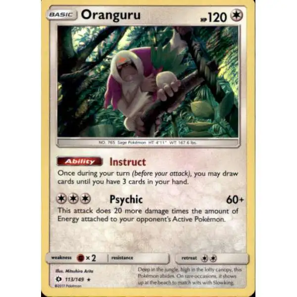 Pokemon Sun & Moon Base Set Rare Holo Oranguru #113