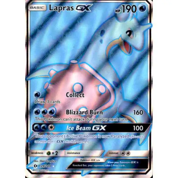 Pokemon Sun & Moon Base Set Ultra Rare Lapras GX #139