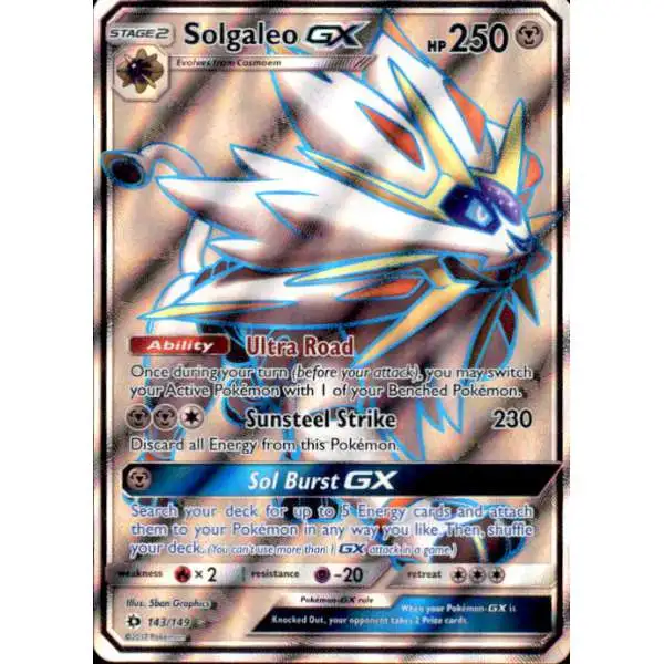 Pokemon Sun & Moon Base Set Ultra Rare Solgaleo GX #143