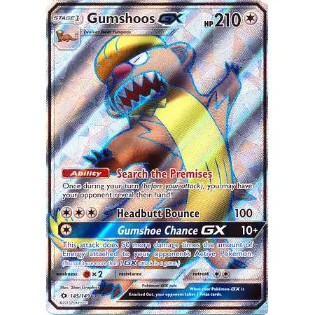 Pokemon Sun & Moon Base Set Ultra Rare Gumshoos GX #145