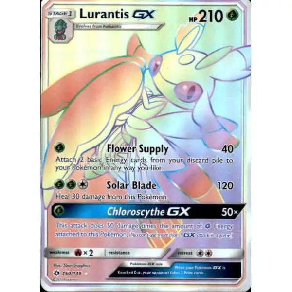 Pokemon Sun & Moon Base Set Hyper Rare Lurantis GX #150