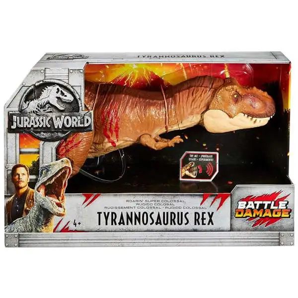 Jurassic World Fallen Kingdom Tyrannosaurus Rex Exclusive Roarin' Super Colossal Action Figure [Battle Damage]