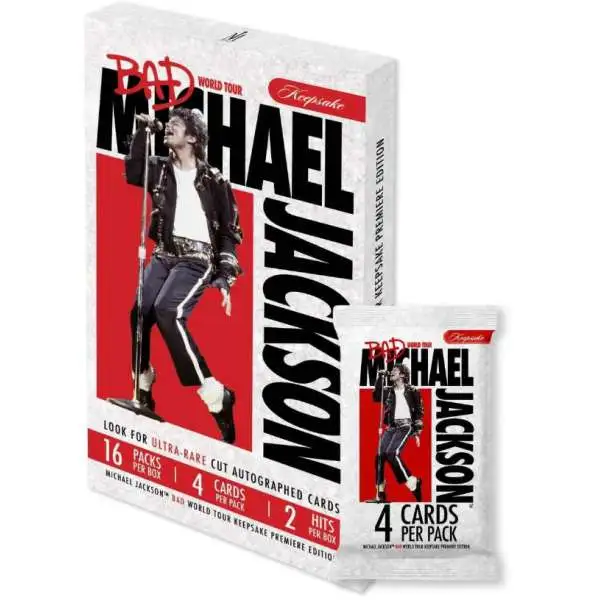rare michael jackson trading cards Keepsake Bad World Tour Card HOBBY Box [16 Packs, 2 Hits Per Box] Michael Jackson World Tour trading
