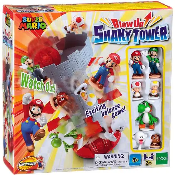 Super Mario Blow Up Shaky Tower Game [Mario, Yoshi, Luigi, Toad, Yellow Toad, Goomba & Boo Figures!]