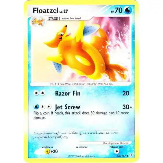Pokemon Platinum Supreme Victors Uncommon Floatzel #58 [Moderately Played]
