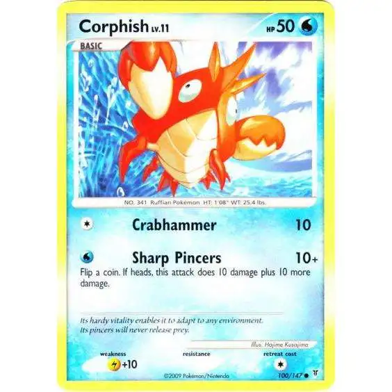 Pokemon Platinum Supreme Victors Common Corphish #100 [Moderately Played]