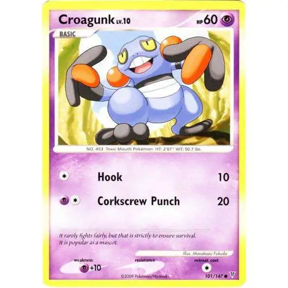 Pokemon Platinum Supreme Victors Common Croagunk #101 [Moderately Played]