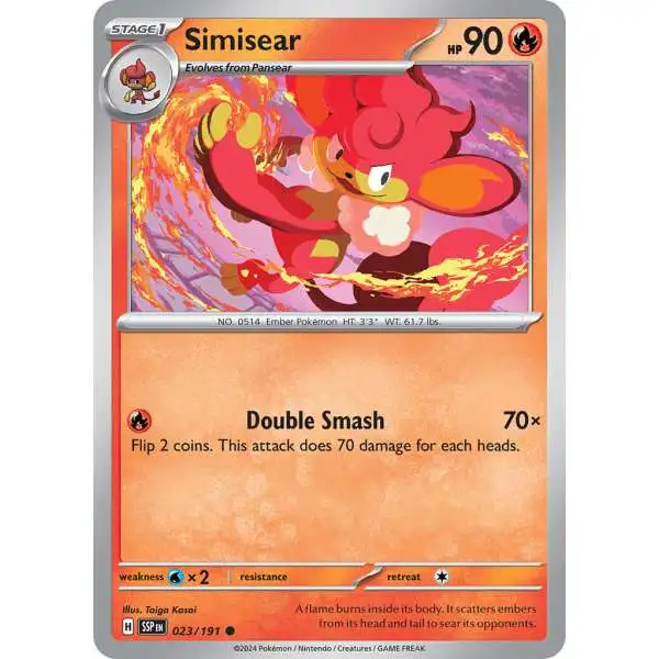 Pokemon Trading Card Game Surging Sparks Common Simisear #23