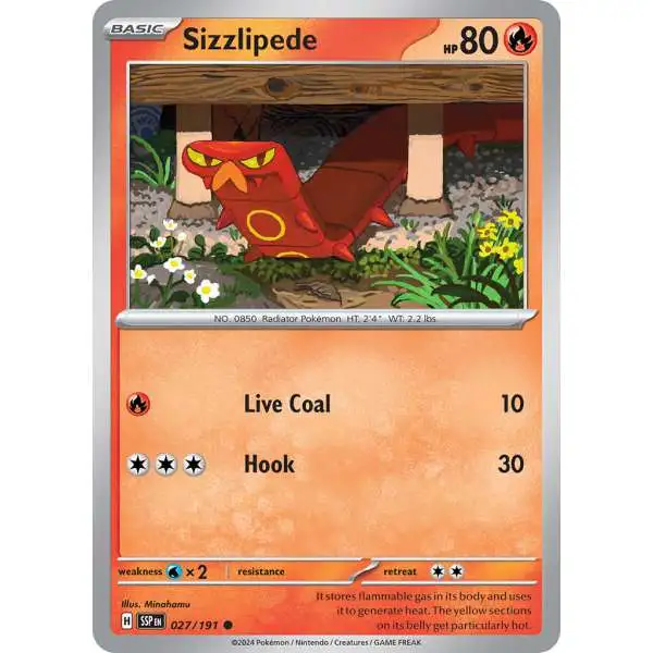 Pokemon Trading Card Game Surging Sparks Common Sizzlipede #27