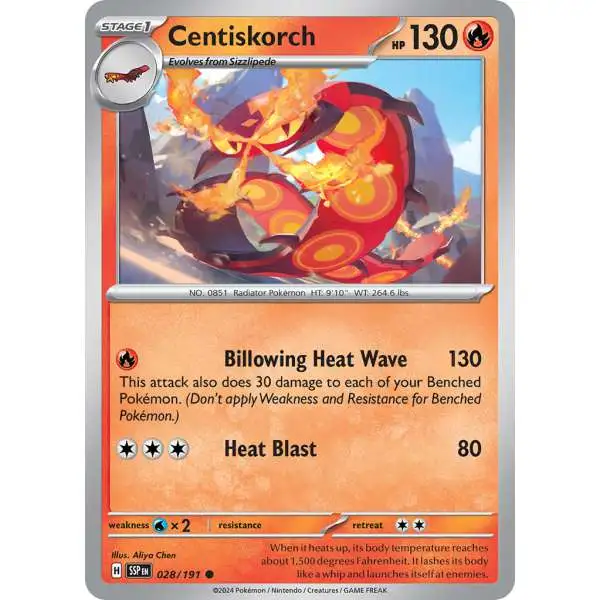 Pokemon Trading Card Game Surging Sparks Common Centiskorch #28
