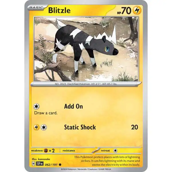 Pokemon Trading Card Game Surging Sparks Common Blitzle #62