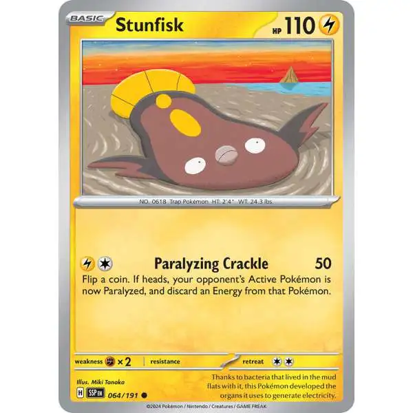 Pokemon Trading Card Game Surging Sparks Common Stunfisk #64
