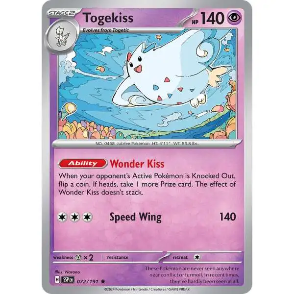 Pokemon Trading Card Game Surging Sparks Rare Togekiss #72