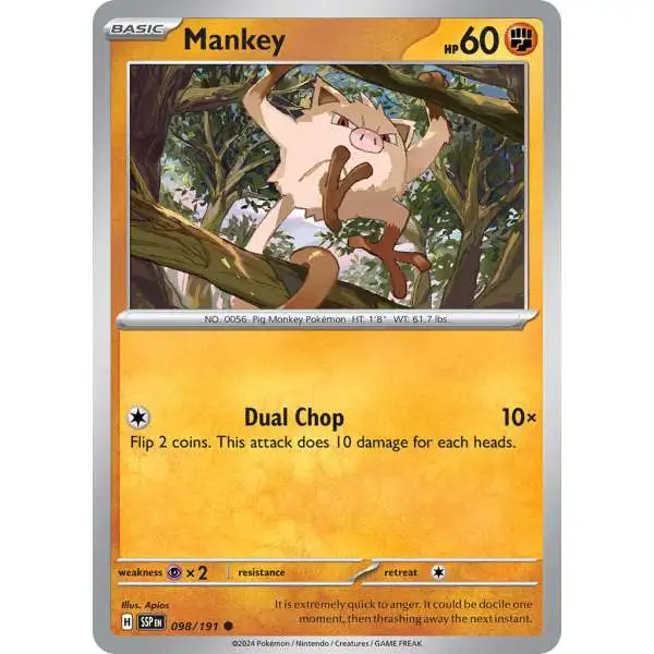 Pokemon Trading Card Game Surging Sparks Common Mankey #98