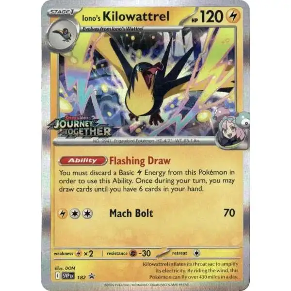kilowattrel pokemon card value Lightning Thunder Blast (140) Discard a [L] Energy from this Pokemon. Pokemon Scarlet & Violet Iono's