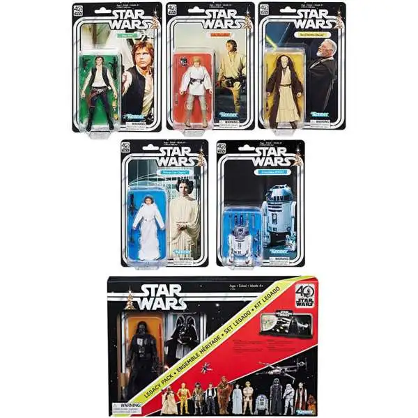 Star Wars Black Series 40th Anniversary Wave 1 Luke, Leia, Han, R2-D2, Kenobi & Vader Legacy Set of 6 Action Figures