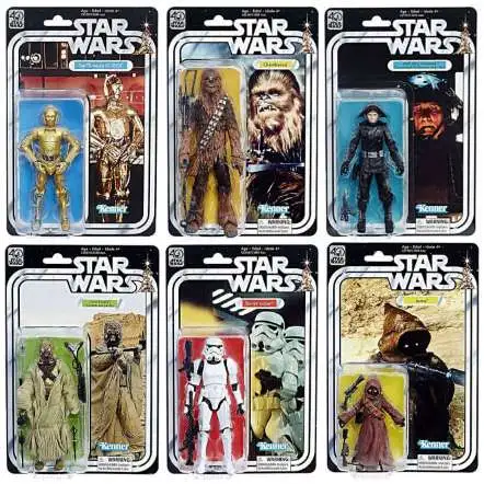Star Wars Black Series 40th Anniversary Wave 2 C-3PO, Chewbacca, Stormtrooper, Tusken Raider, Jawa & DS Commander Set of 6 Action Figures