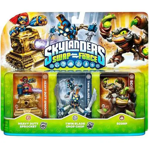 Skylanders Swap Force Heavy Duty Sprocket, Twin Blade Chop Chop & Scorp Figure 3-Pack