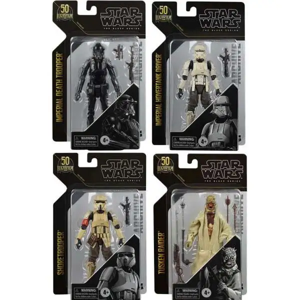 Star Wars Black Series Archive Wave 2 Tusken Raider, Shoretrooper, Tank Commander & Deathtrooper Set of 4 Action Figures