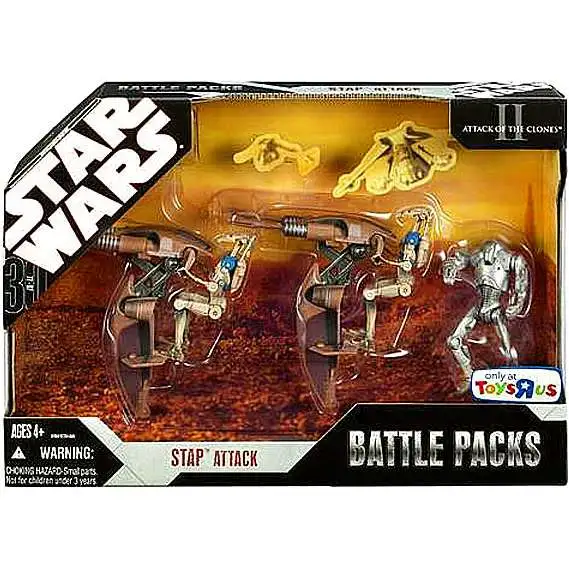 Star Wars Attack of the Clones 2008 Battle Pack Stap Attack Exclusive Action Figure Set [Super Battle Droid, STAPS & Battle Droids]