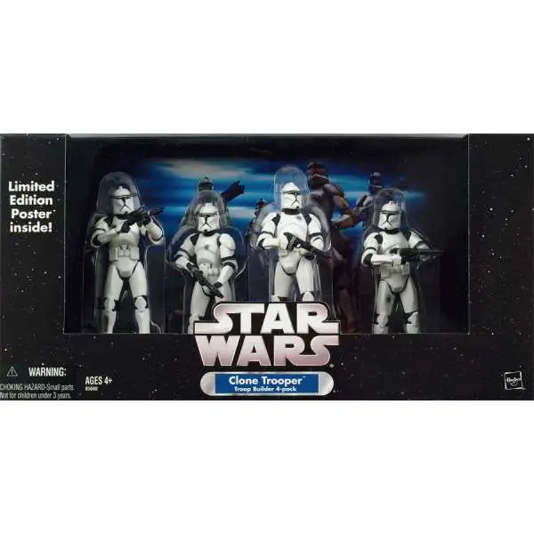 Star Wars Exclusives Clone Trooper Troop Builder 4-Pack Exclusive Action Figure Set [Battle Damaged]