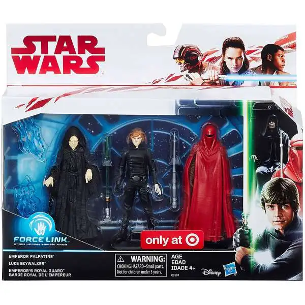 Star Wars The Last Jedi Force Link Emperor Palpatine, Luke Skywalker & Emperor's Royal Guard Exclusive Action Figure 3-Pack