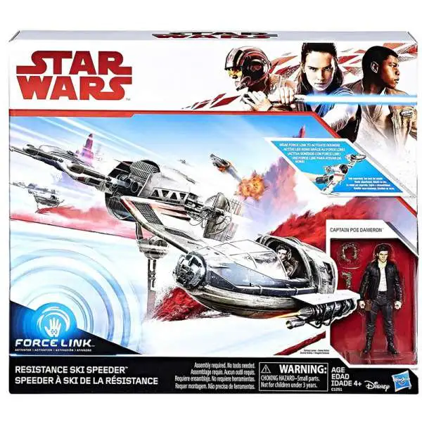 Star Wars The Last Jedi Force Link Resistance Ski Speeder Vehicle & Action Figure [Captain Poe Dameron]