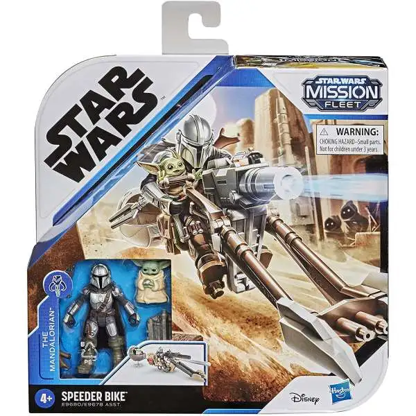 Star Wars Mission Fleet Mandalorian & Child with Speeder Bike Vehicle & Action Figure