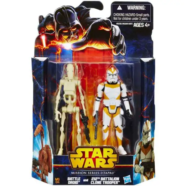 Star Wars Revenge of the Sith 2013 Mission Series Battle Droid & 212th Battalion Clone Trooper Action Figure 2-Pack MS04 [Utapau]