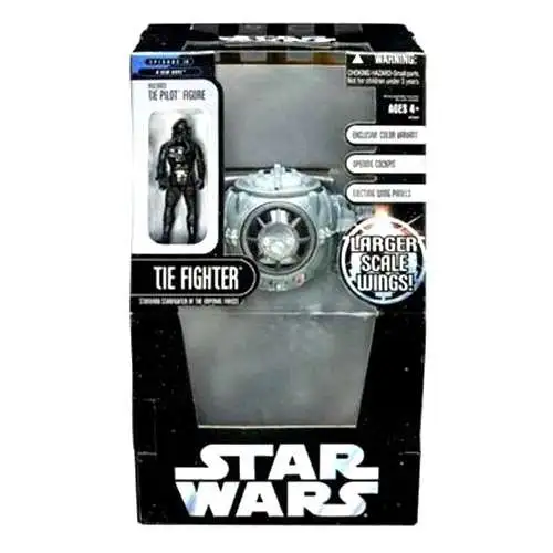 Star Wars A New Hope 2006 Saga Collection TIE Fighter [Larger Scale Wings Variant Gray Color] with Tie Pilot Action Figure Exclusive Action Figure Vehicle [Larger Scale Wings]