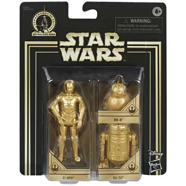 Star Wars The Rise of Skywalker Skywalker Saga C-3PO, BB-8 & R2-D2 Action Figure 3-Pack [Gold Figures]