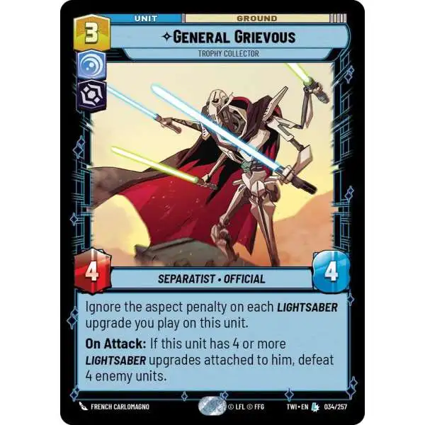 Star Wars: Unlimited Trading Card Game Twilight of the Republic Legendary General Grievous - Trophy Collector #034