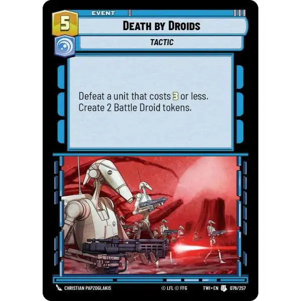 Star Wars: Unlimited Trading Card Game Twilight of the Republic Uncommon Death by Droids #076