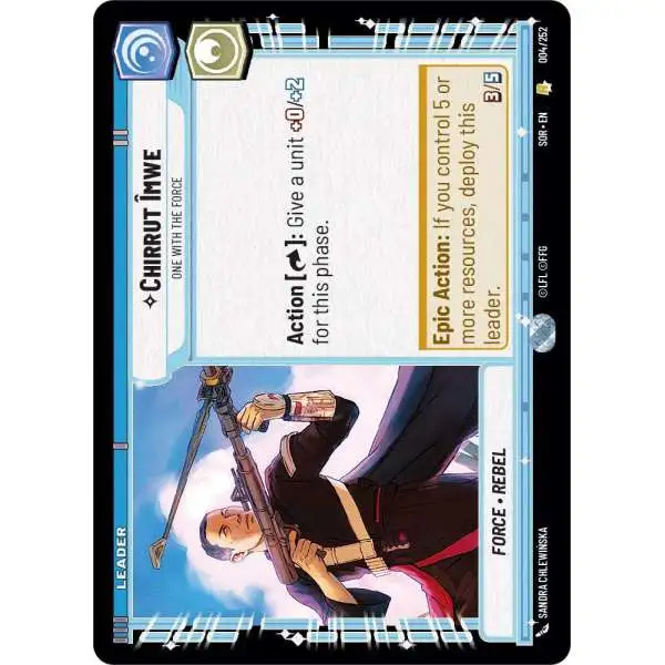 Star Wars: Unlimited Trading Card Game Spark of Rebellion Rare Chirrut Imwe - One With The Force #004