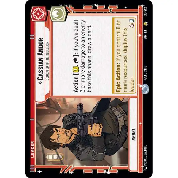 Star Wars: Unlimited Trading Card Game Spark of Rebellion Rare Cassian Andor - Dedicated to the Rebellion #013