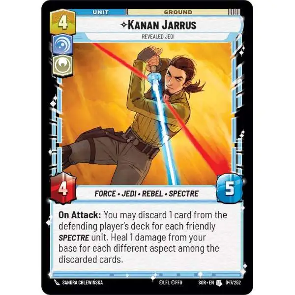 Star Wars: Unlimited Trading Card Game Spark of Rebellion Uncommon Kanan Jarrus - Revealed Jedi #047