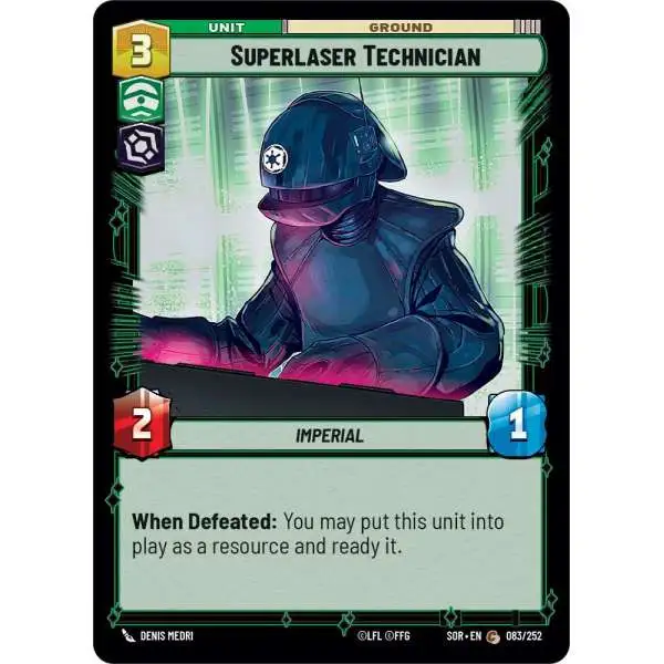 Star Wars: Unlimited Trading Card Game Spark of Rebellion Common Superlaser Technician #083