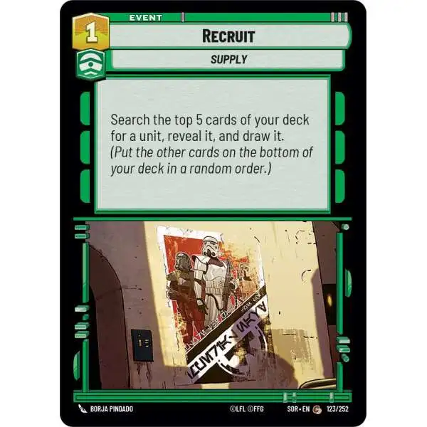 Star Wars: Unlimited Trading Card Game Spark of Rebellion Common Recruit #123
