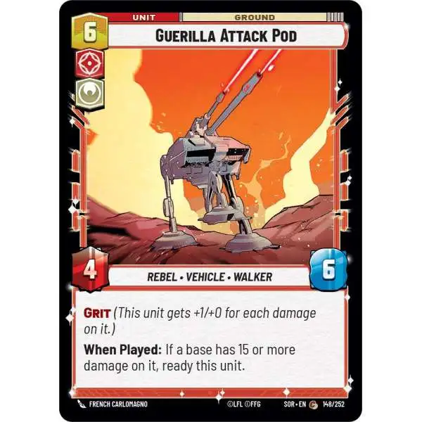 Star Wars: Unlimited Trading Card Game Spark of Rebellion Common Guerilla Attack Pod #148