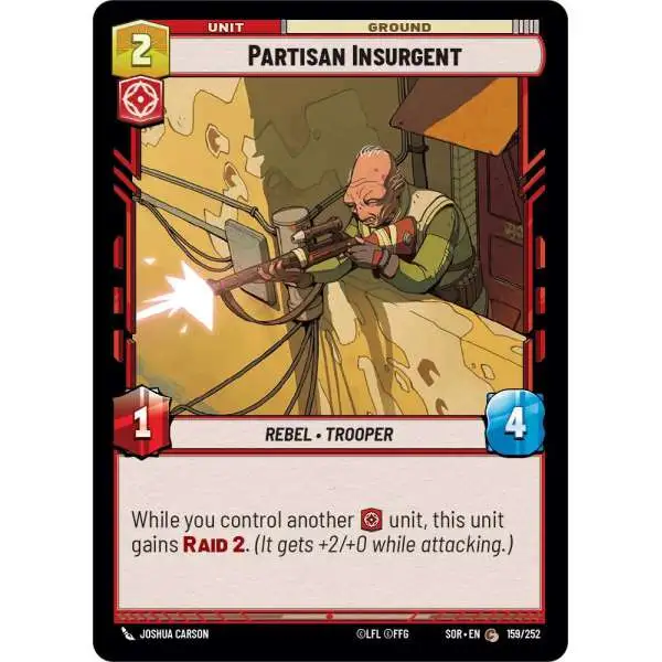 Star Wars: Unlimited Trading Card Game Spark of Rebellion Common Partisan Insurgent #159
