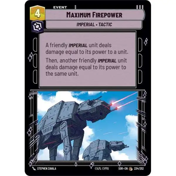 Star Wars: Unlimited Trading Card Game Spark of Rebellion Common Maximum Firepower #234