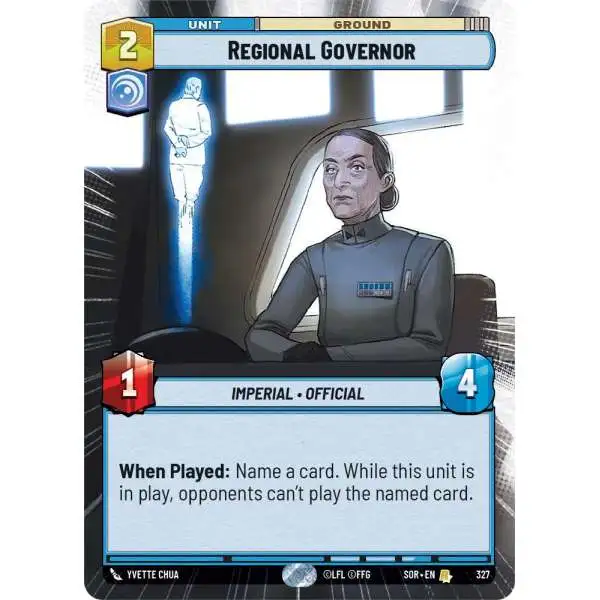 Star Wars: Unlimited Trading Card Game Spark of Rebellion Rare Regional Governor #327 [Hyperspace FOIL]