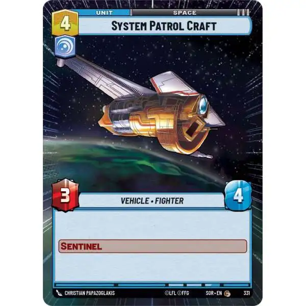 Star Wars: Unlimited Trading Card Game Spark of Rebellion Common System Patrol Craft #331 [Hyperspace]