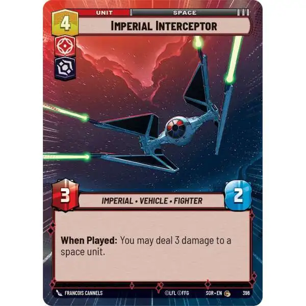 Star Wars: Unlimited Trading Card Game Spark of Rebellion Common Imperial Interceptor #396 [Hyperspace]