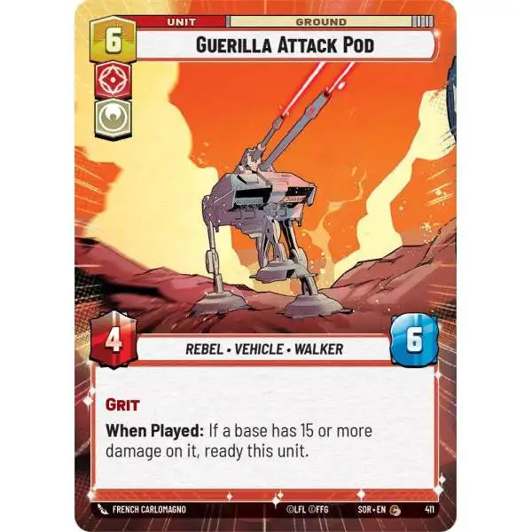 Star Wars: Unlimited Trading Card Game Spark of Rebellion Common Guerilla Attack Pod #411 [Hyperspace]