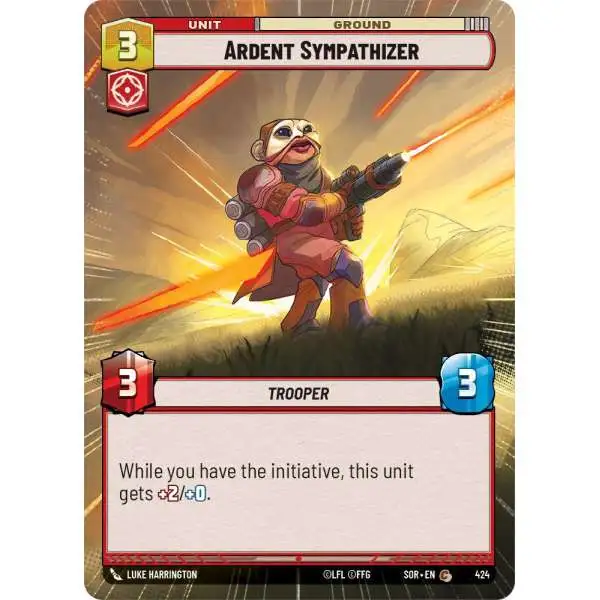 Star Wars: Unlimited Trading Card Game Spark of Rebellion Common Ardent Sympathizer #424 [Hyperspace]