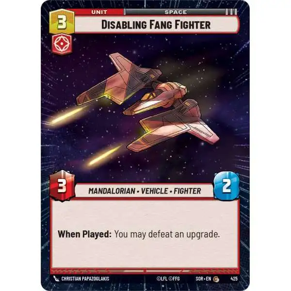 Star Wars: Unlimited Trading Card Game Spark of Rebellion Common Disabling Fang Fighter #425 [Hyperspace]
